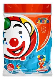 GLOBOS DECORATOR No. 9 AZUL CIELO 50 PIEZAS PAYASO