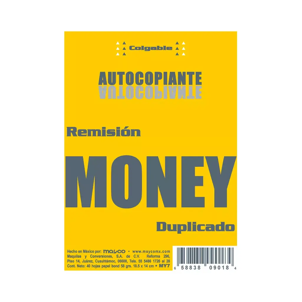 [658838090184] Block de remisión Money autocopiante duplicado