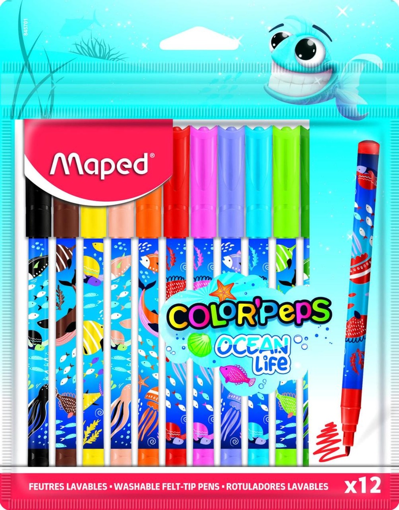 Plumones maped colorpeps 12 colores ocean life