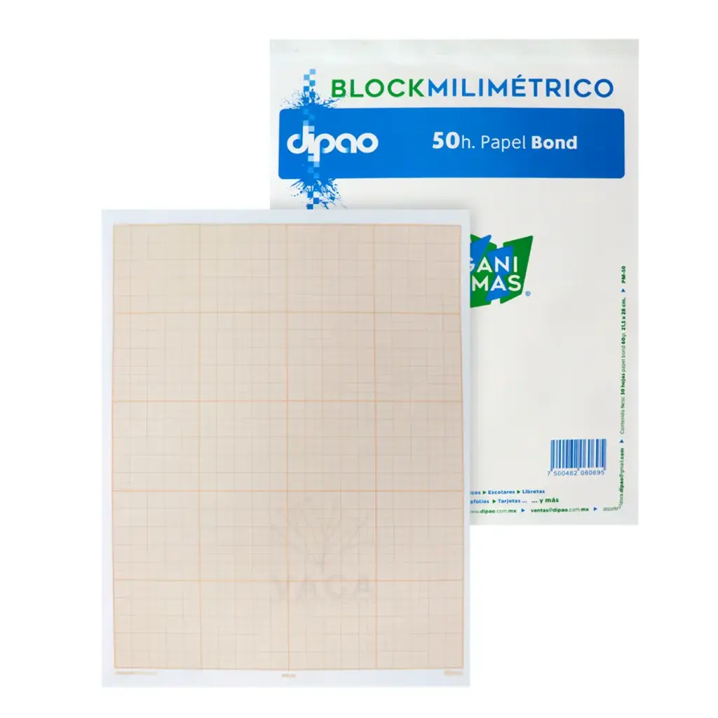 Block milimétrico dipao 50 hojas de papel bond