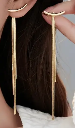 Aretes largos estilo diosa aleación de zinc