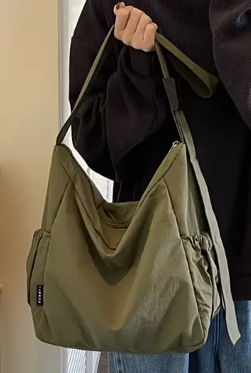 Bolsa de mano para mujer de nylon duradero verde