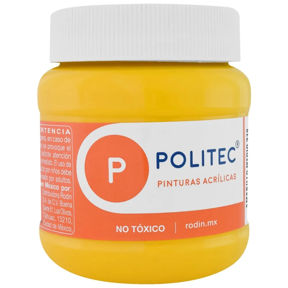 [7501230031848] PINTURA ACRILICA FCO 250ML AMARILLO MEDIO 318 POLITEC