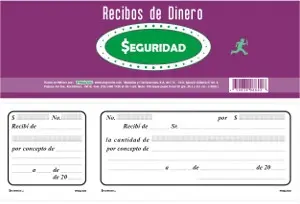 Recibo de dinero con talón seguridad