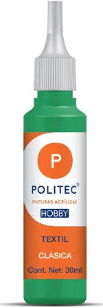 Pintura acrílica Textil Politec Hobby 30ml verde esmeralda 616