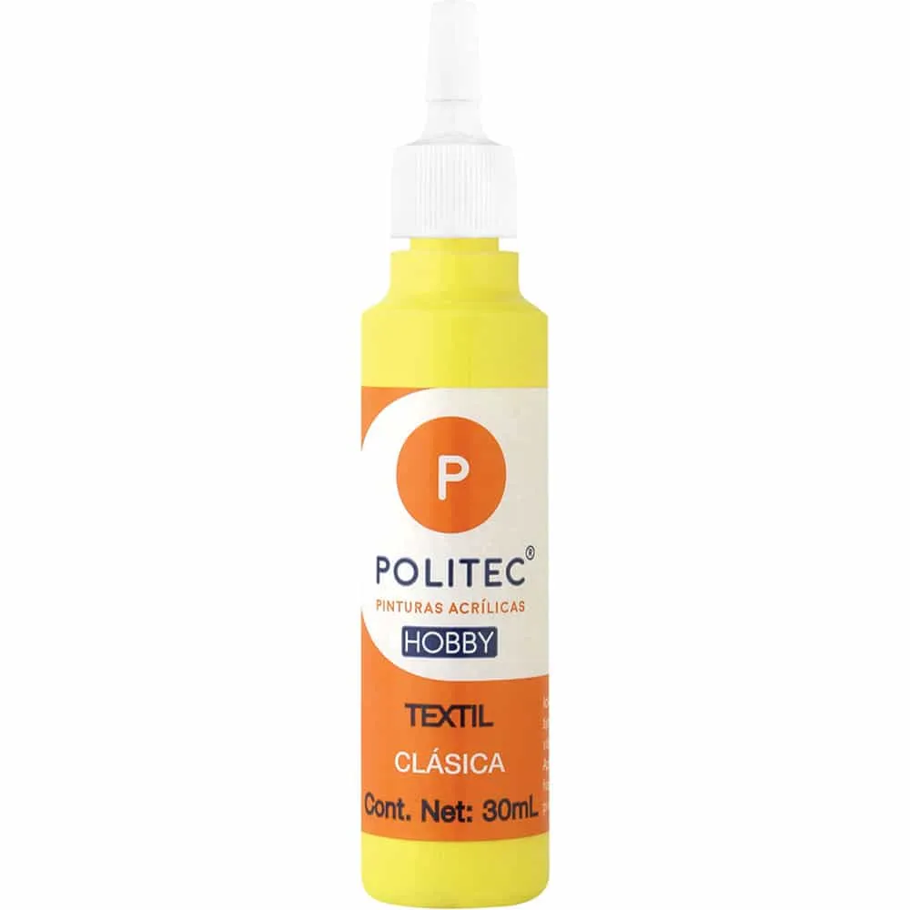 Pintura acrílica Textil Politec Hobby 30ml amarillo claro 401