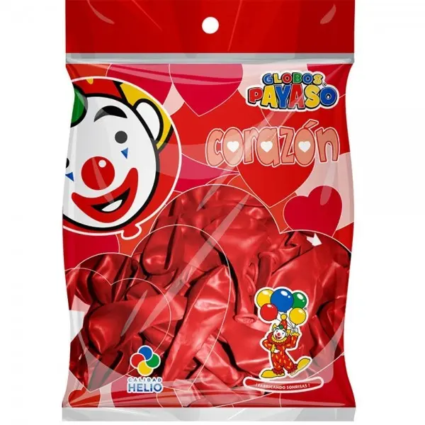 [7501060415399] Globo de corazón rojo H-10 Mod.5399  50 pzas Payaso