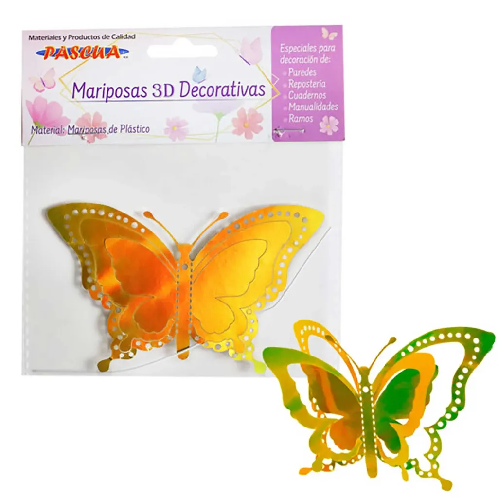 Mariposa de plástico decorativa Dorado Pascua
