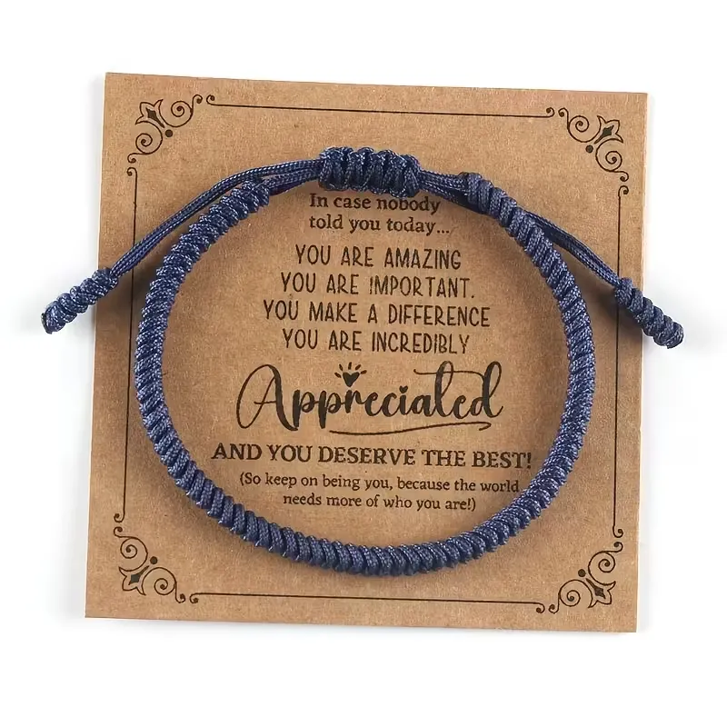 Pulsera de cuerda hecha a mano ajustable, estilo vintage de nailon, amuleto de la suerte