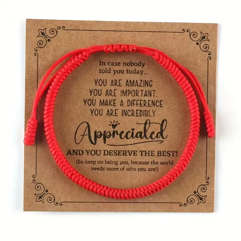 Pulsera de cuerda hecha a mano ajustable, estilo vintage de nailon, amuleto de la suerte roja