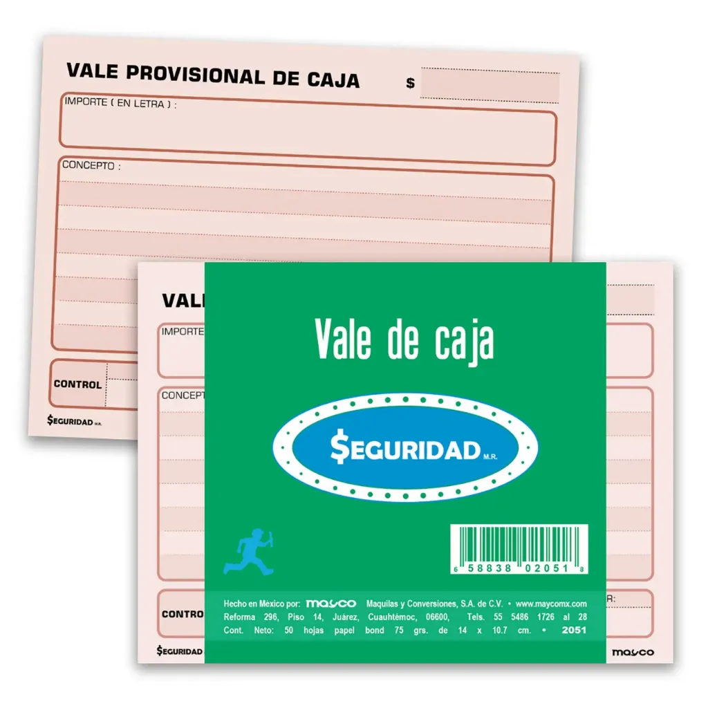 [658838020518] Vale de caja 1/4 seguridad