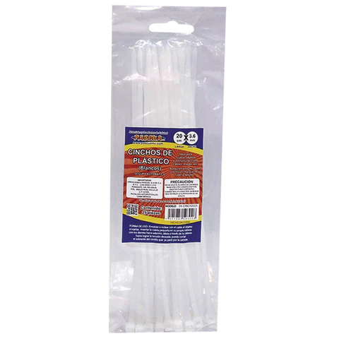 [7501987593026] Cinchos de plástico blancos 20cmx3.6cm 25 piezas Pascua  