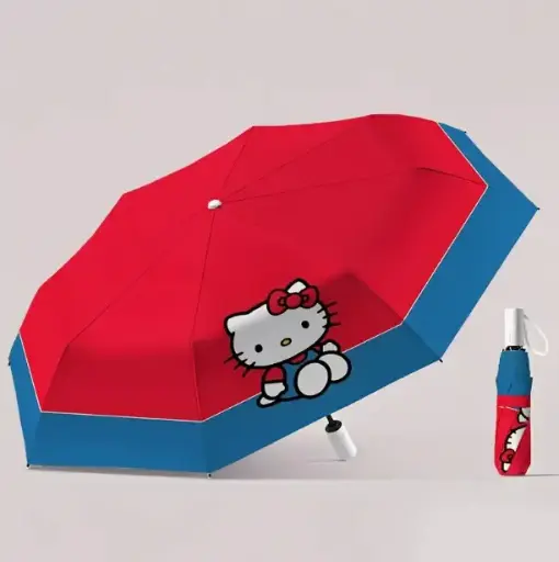 [39713885937] Paraguas rojo plegable de Hello Kitty