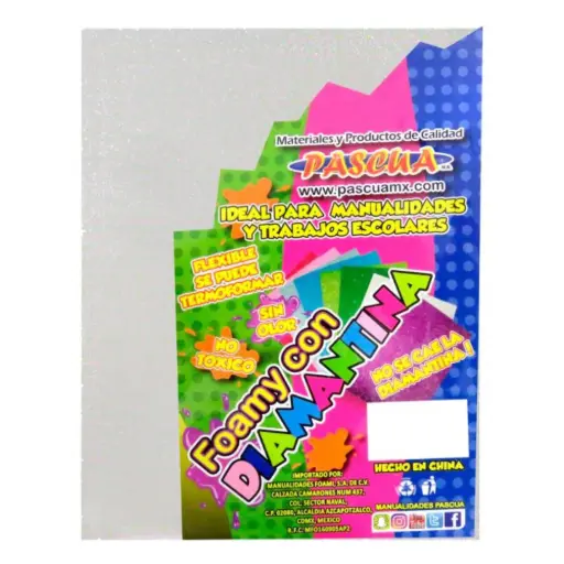 [7501987566044] Foamy en pliego diamantado pascua iris blanco