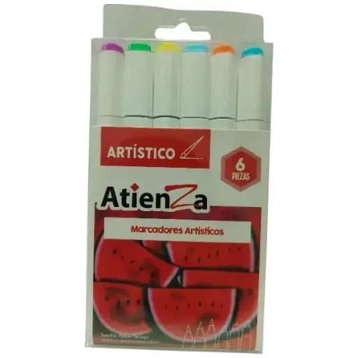 [MP73720] Marcadores doble punta atienza cincel y pincel atienza 6 piezas