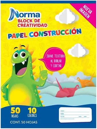 [7702111349032] Block de papel construcción Norma 50 hojas 10 colores
