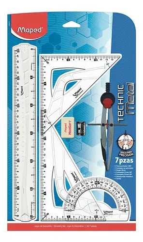 [3154148992233] Juego de geometría Technic metal 7 piezas maped