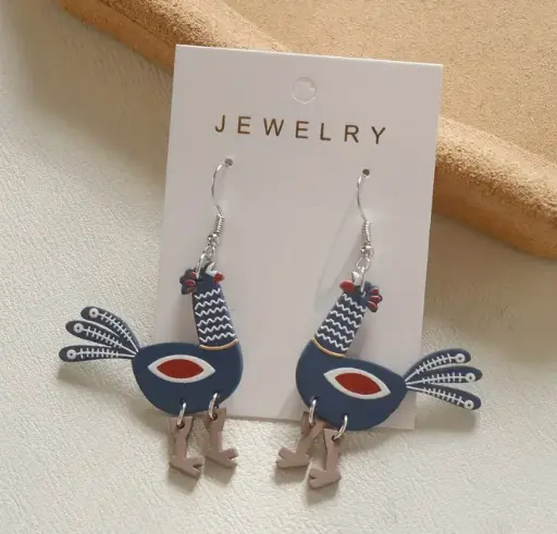 [15904004061] Aretes de gallina azul