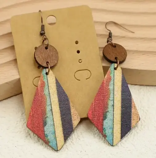 [58453420956] Aretes bohemios de madera