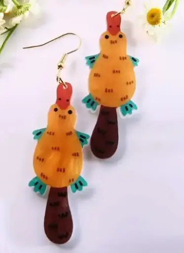 [96157299014] Aretes de acrílico de ornitorinco