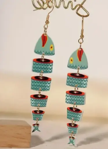 [49414369825] Aretes de pez de acrílico