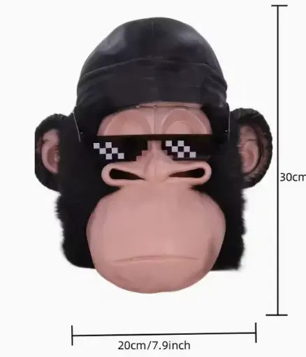 [89819009688] Máscara de mono con lentes de látex